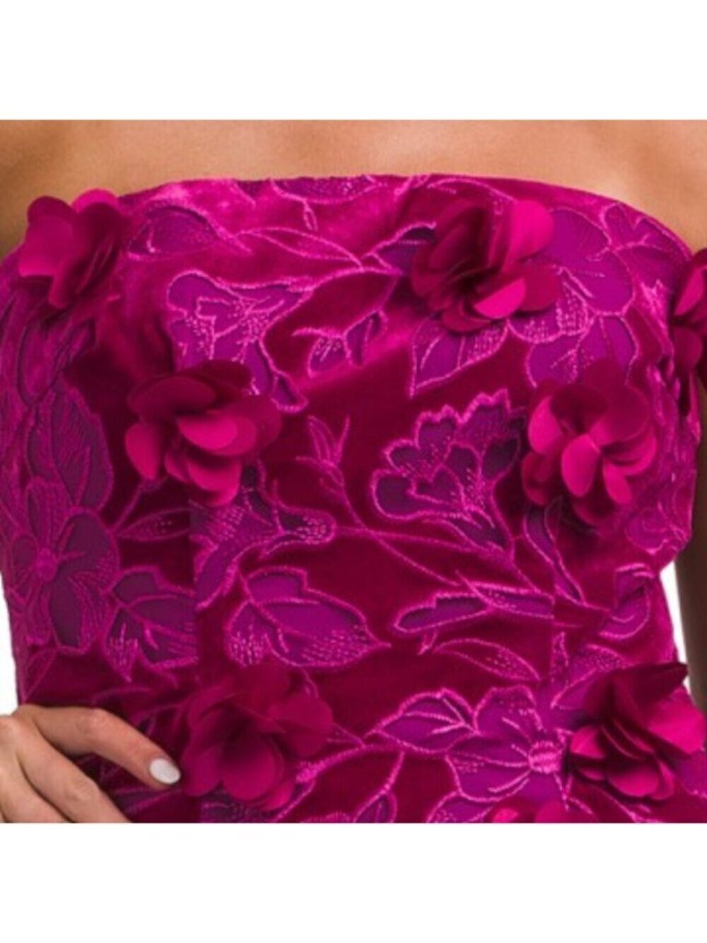 RENE BY RENE RUIZ Strapless Floral Lace Column Dress - Picture 3 of 4
